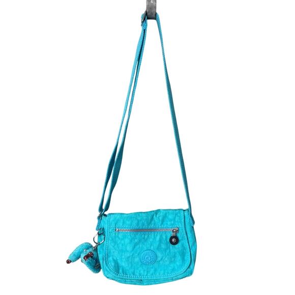 Kipling Sabian Mini Crossbody Bag Teal Blue With Gorilla Interior Zip Pocket - Picture 2 of 9